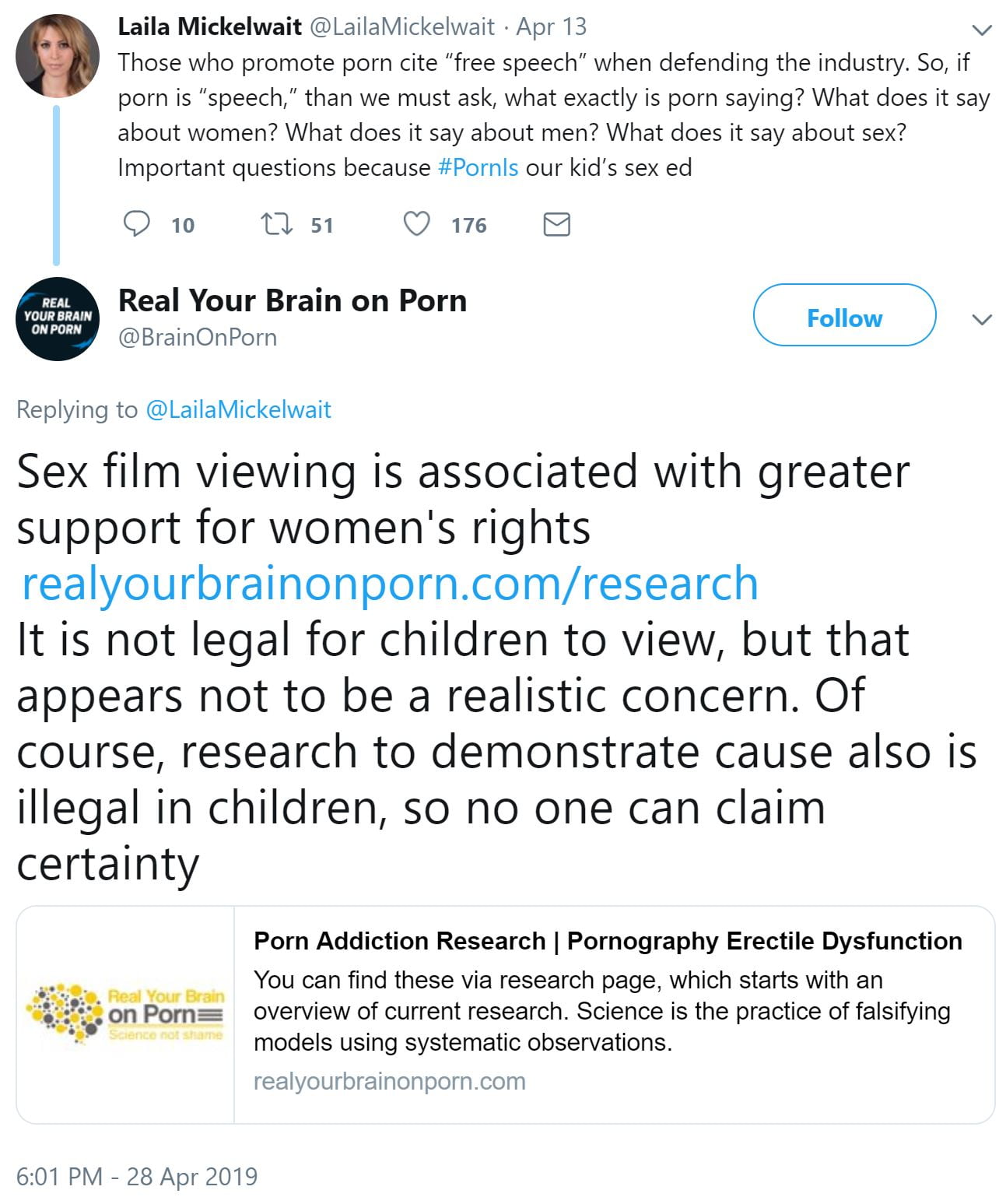 Not Legal Porn - RealYourBrainOnPorn tweets: Daniel Burgess, Nicole Prause ...
